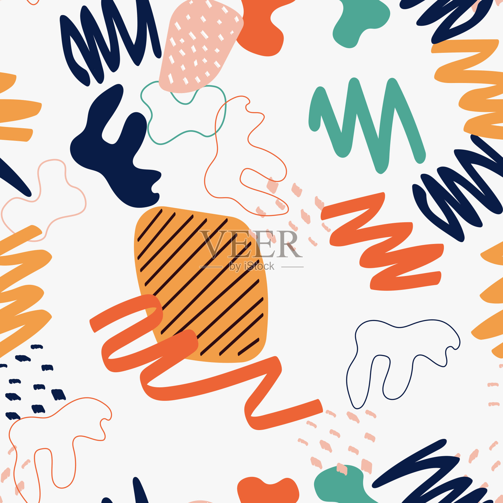 抽象简单的形状无缝图案背景。矢量图插画图片素材