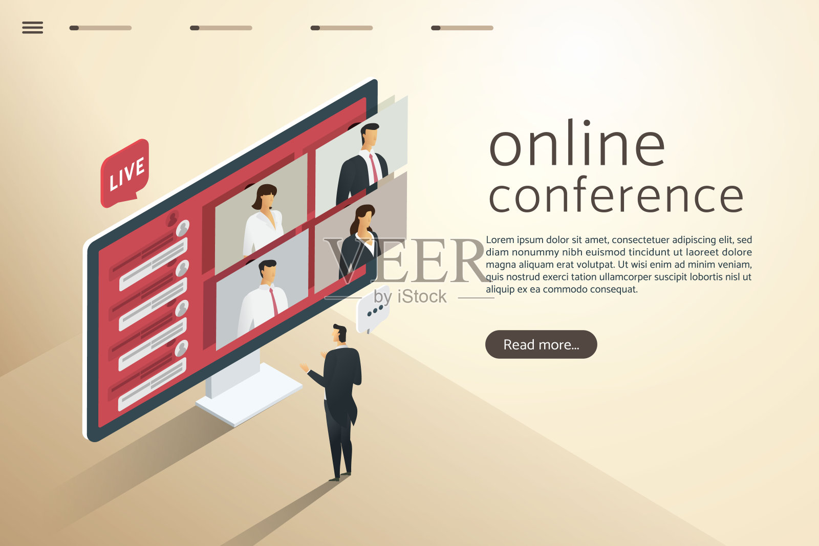 视频会议会议。插画图片素材