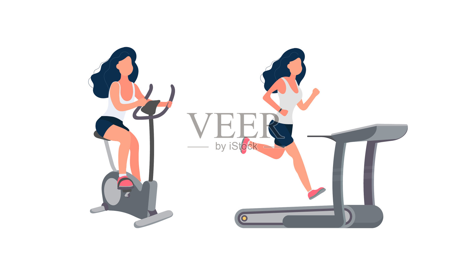 女孩是一个从事健身自行车的女人设计元素图片