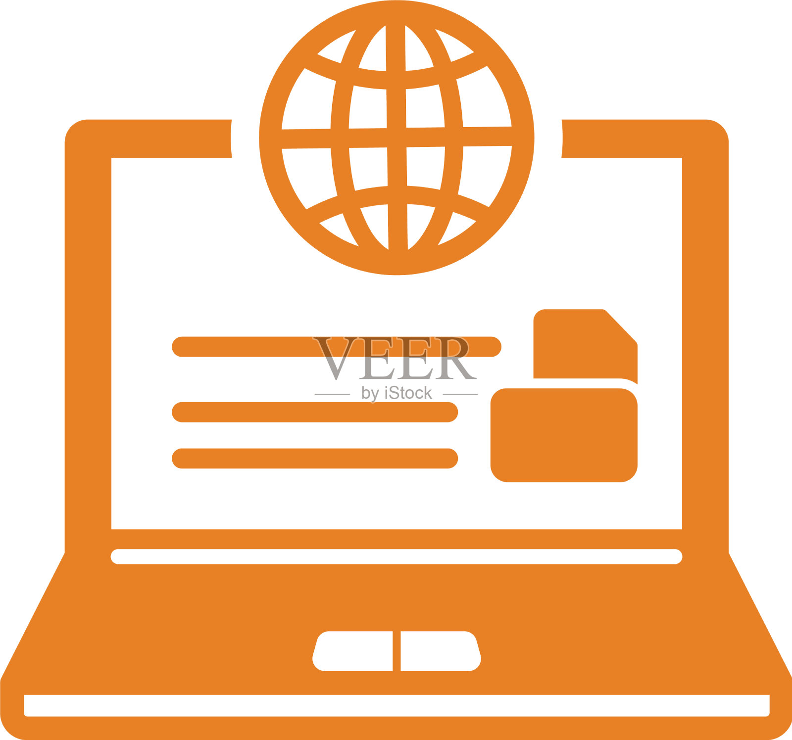 远程学习图标橙色颜色eps设计元素图片