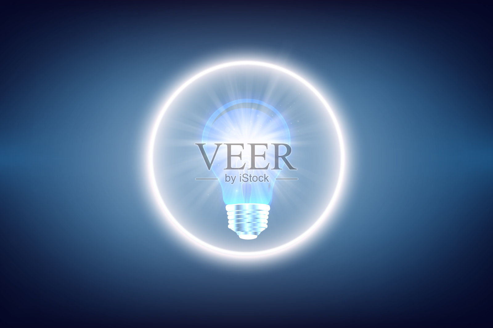 发光灯泡的想法,创新和灵感的概念,照亮灯泡在蓝色背景照片摄影图片