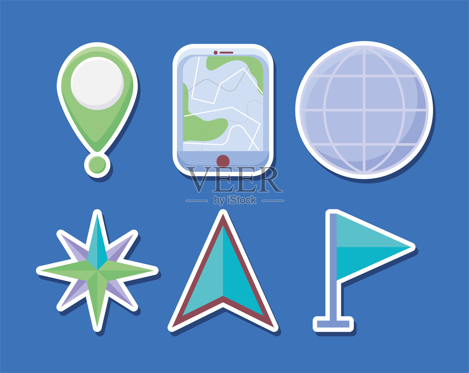 六个位置物品插画图片素材