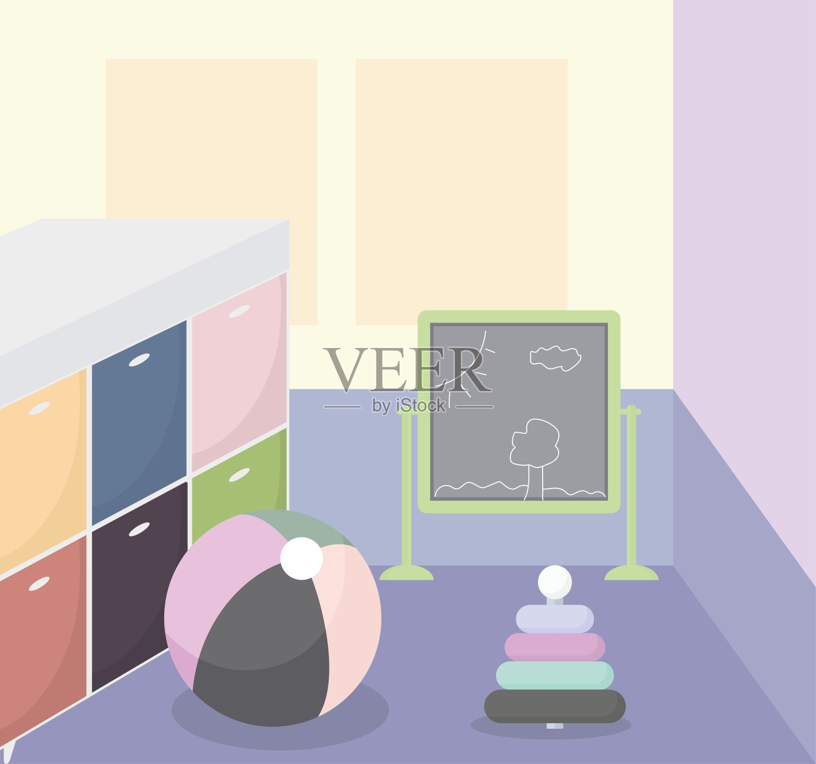 可爱的游戏室设计插画图片素材