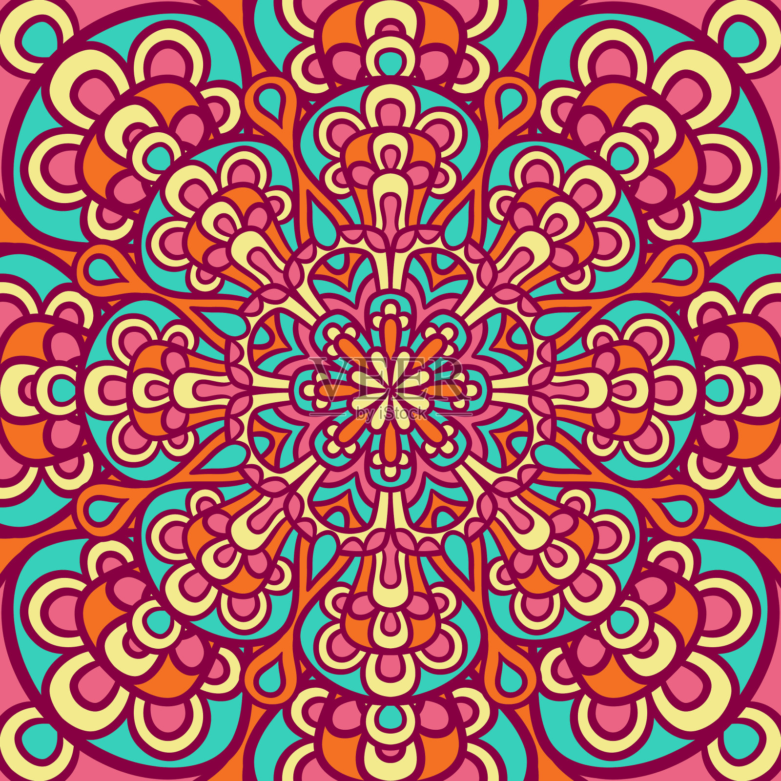 民族曼荼罗圆形装饰图案插画图片素材