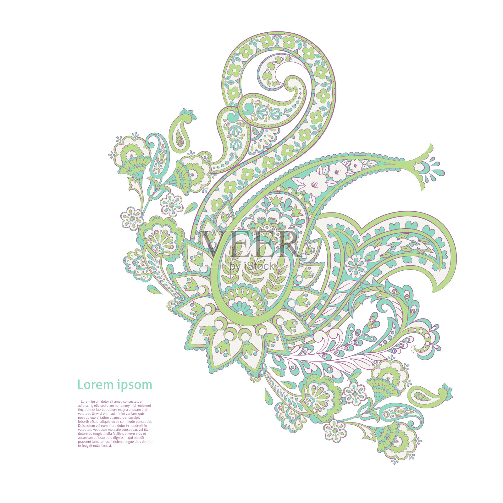 印度,波斯佩斯利孤立的装饰插画图片素材