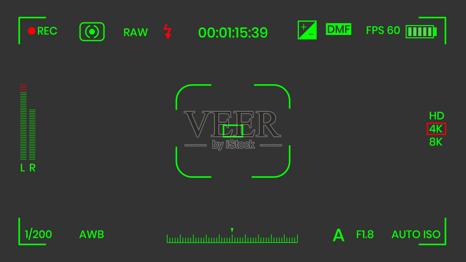 相机取景器夜视视频或照片框记录器平面风格设计矢量插图。插画图片素材