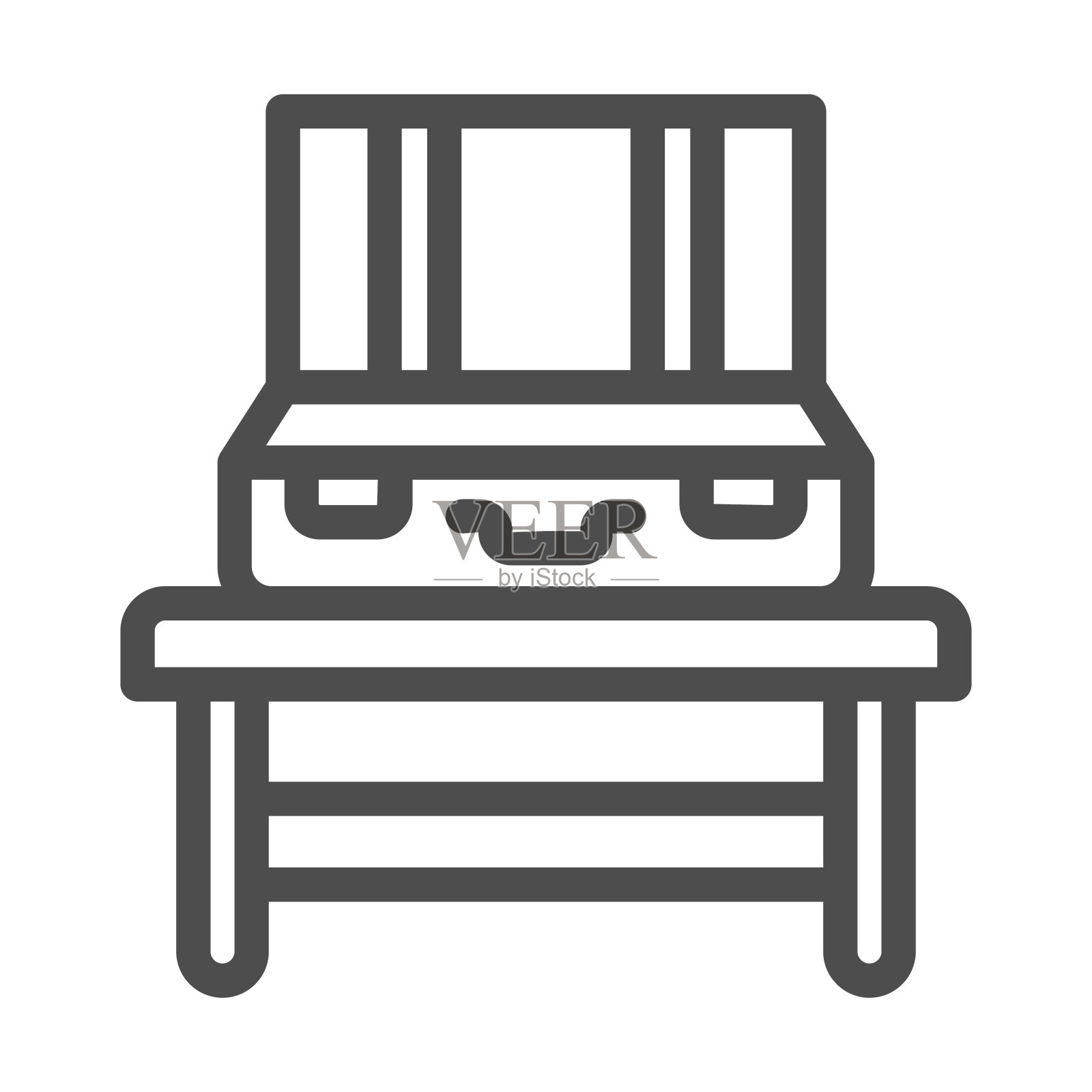 打开,空手提箱上的表线图标,安全检查概念,打开袋矢量标志上的白色背景,轮廓风格图标为移动概念和网页设计。矢量图形。插画图片素材