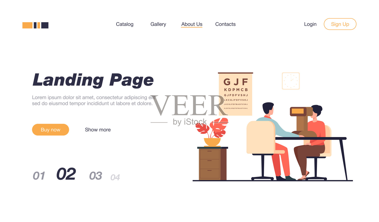 检查病人眼睛的专业眼科医生插画图片素材