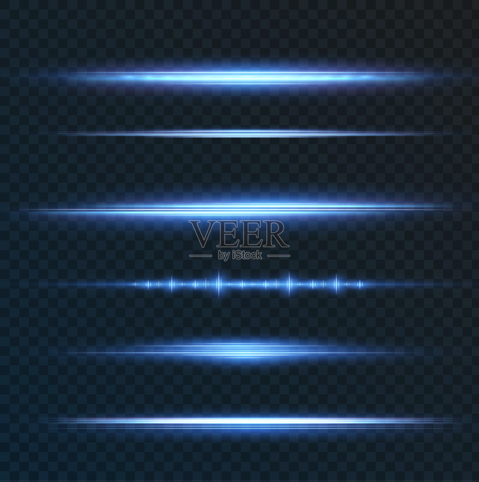 包与蓝色水平突出。激光氖光束,水平的淡蓝色光束。美丽的闪光。黑色背景上的发光条纹。蓝色或霓虹灯恒星在开阔的空间中闪耀插画图片素材