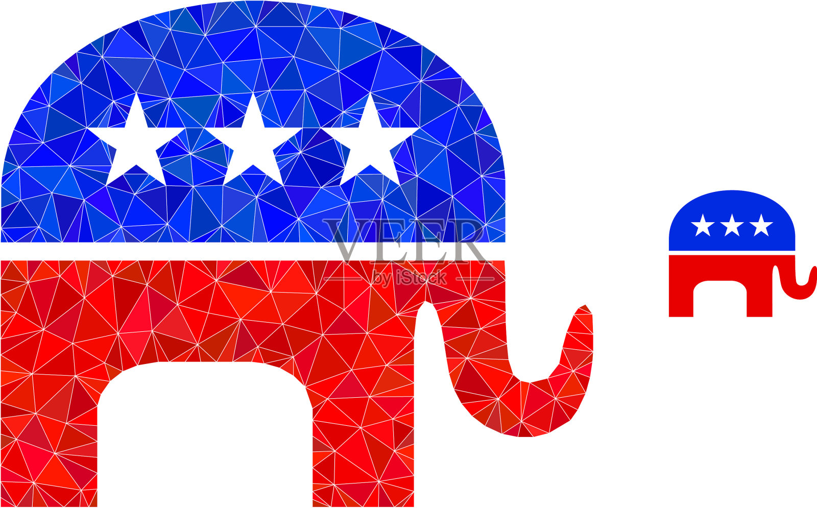 共和党大象多边形低多边形平面图标插画图片素材