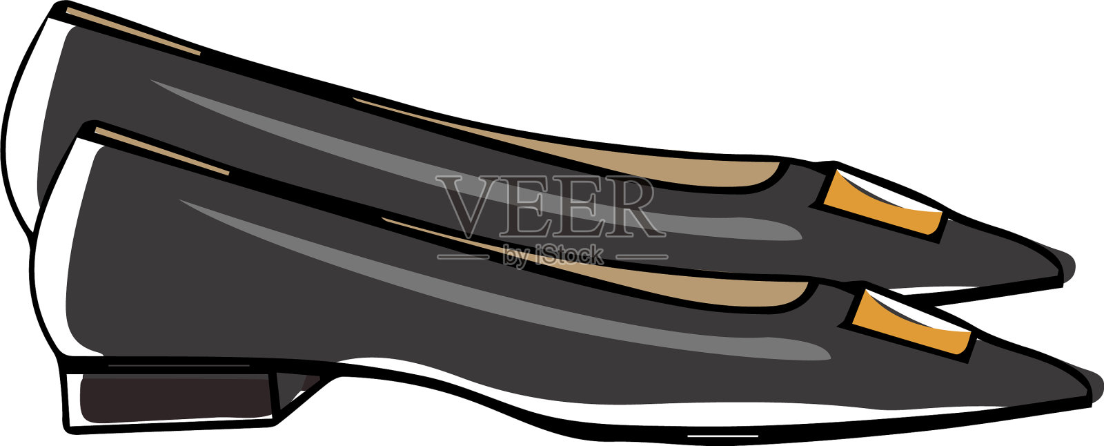 鞋在平坦的平台上舒适的女性鞋设计元素图片