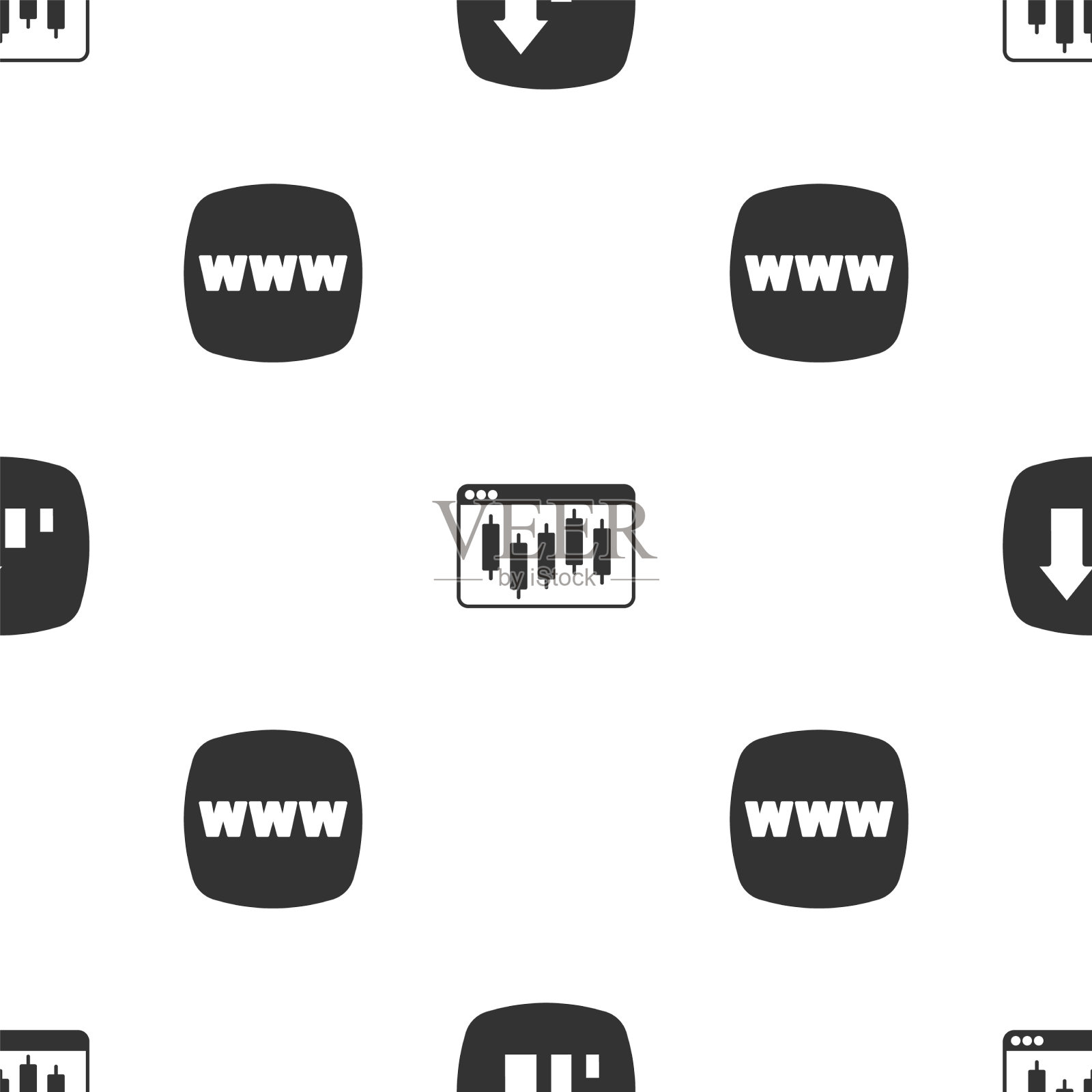 设置金融增长浏览器与股票市场图标素材