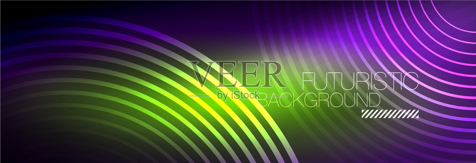 暗抽象背景与发光的霓虹灯圈插画图片素材