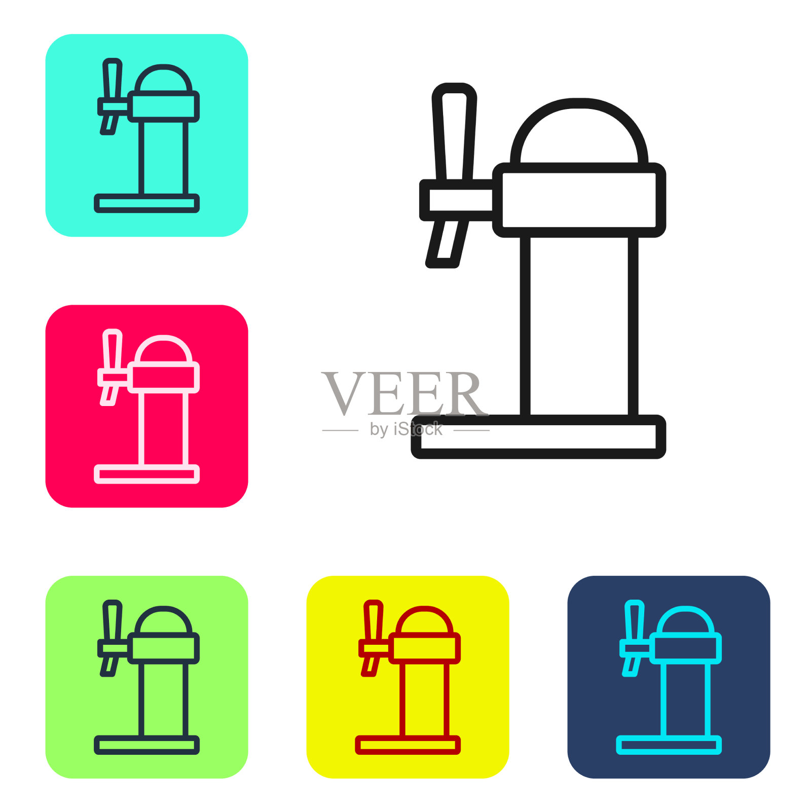 黑线啤酒分配器图标隔离在白色图标素材