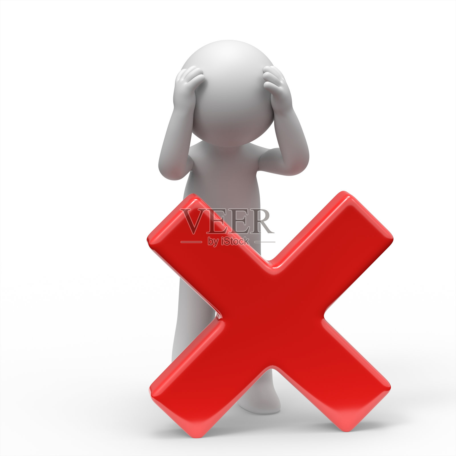 带红色负号的3d人。照片摄影图片