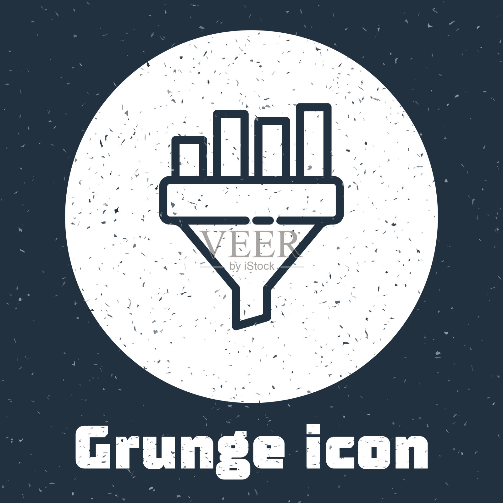 Grunge线销售漏斗与图表的市场插画图片素材