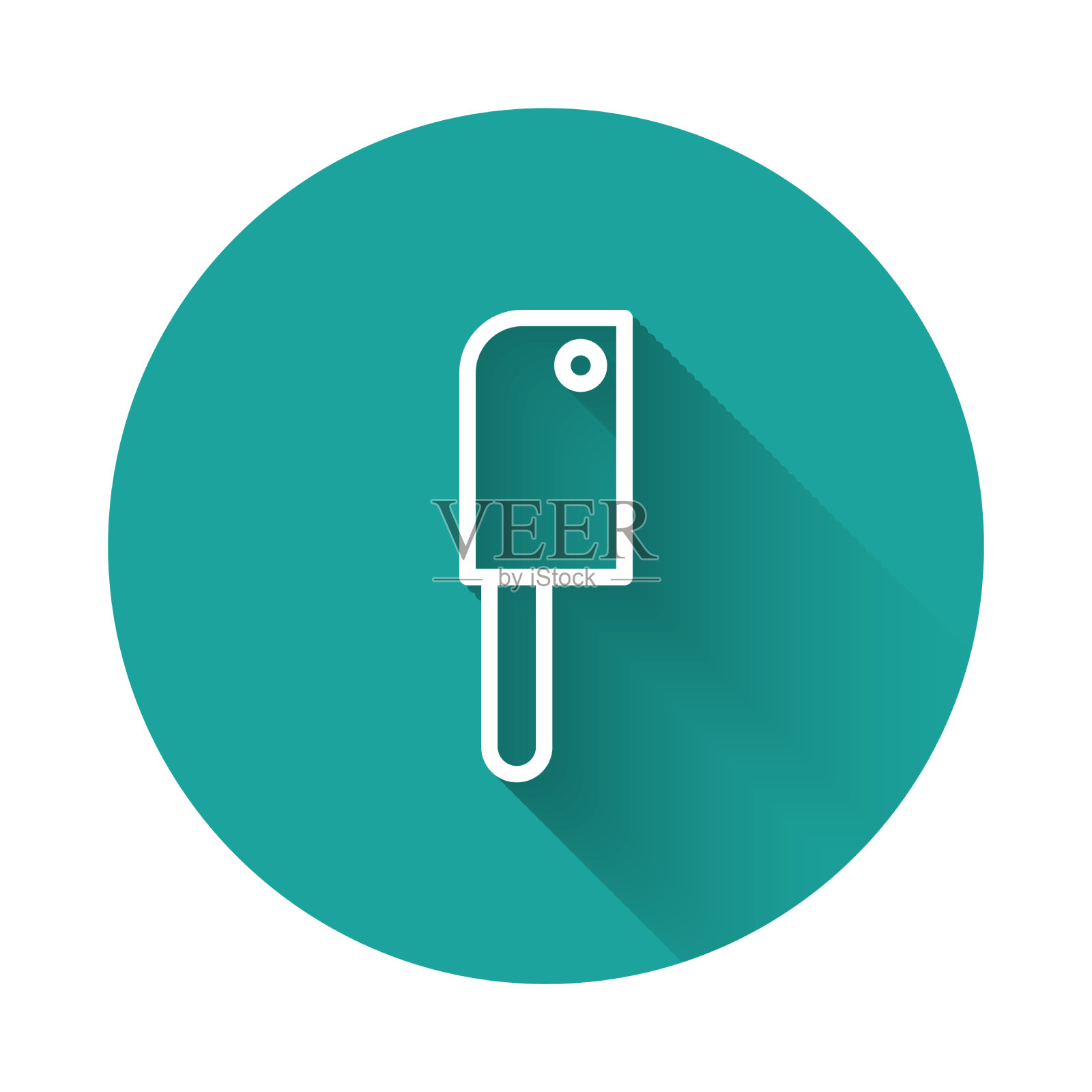 白线肉刀图标孤立与长插画图片素材