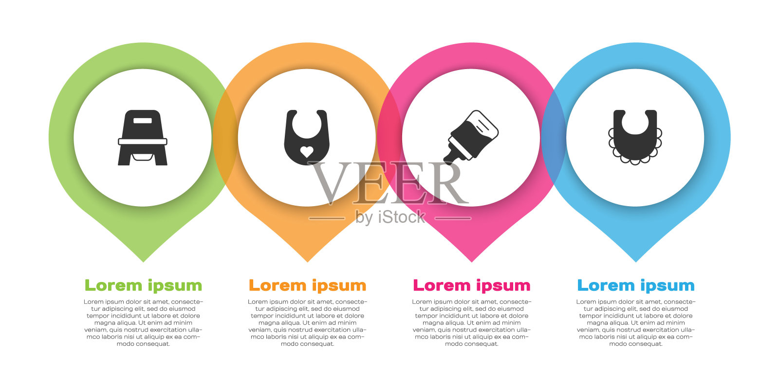 配备婴儿便盆、围兜、奶瓶及。业务信息模板。向量设计模板素材