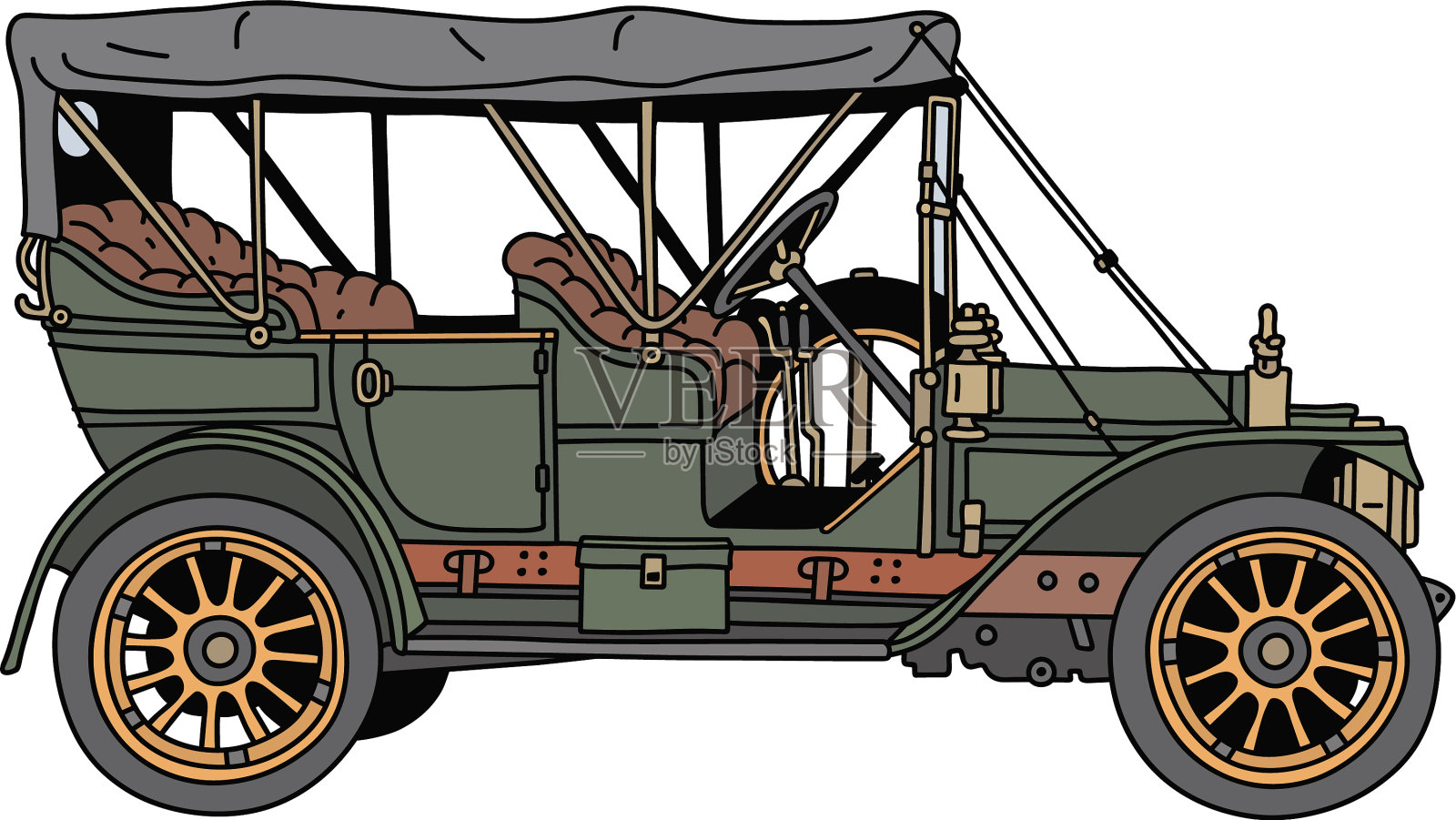 复古绿色汽车设计元素图片