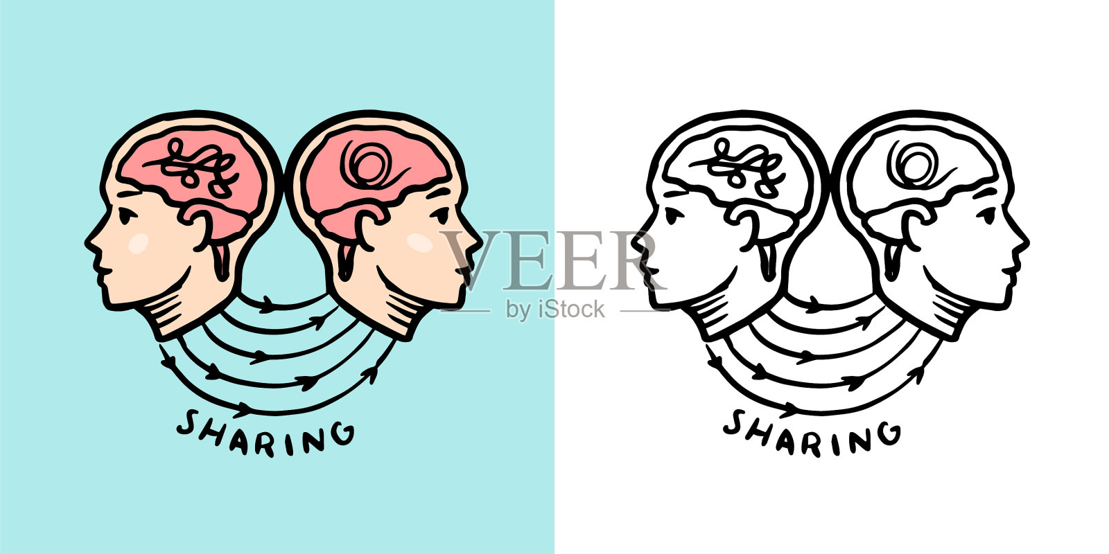 人类心理学共享神经系统的概念插画图片素材