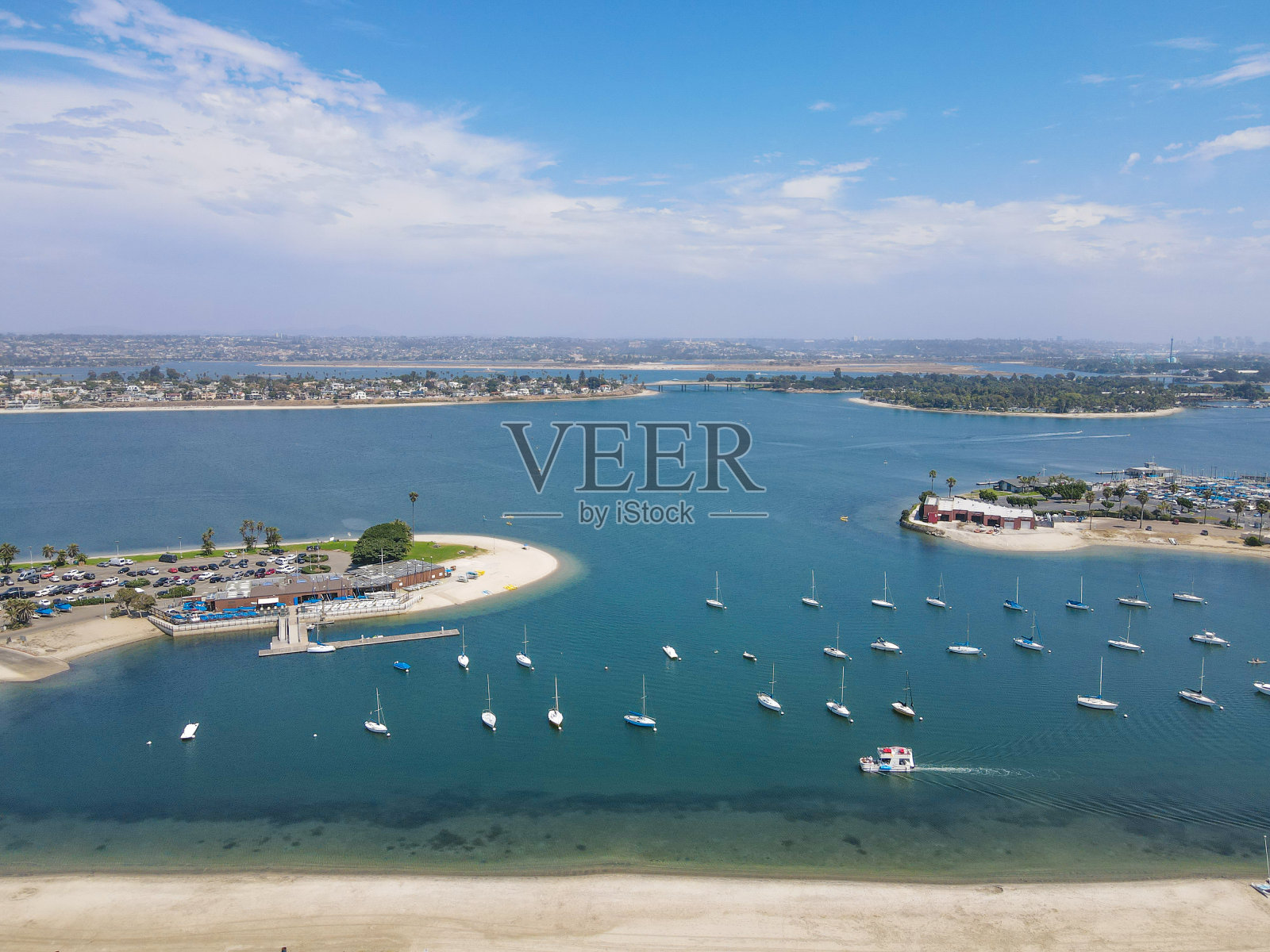 鸟瞰图的任务湾和海滩在圣地亚哥,加利福尼亚。美国照片摄影图片