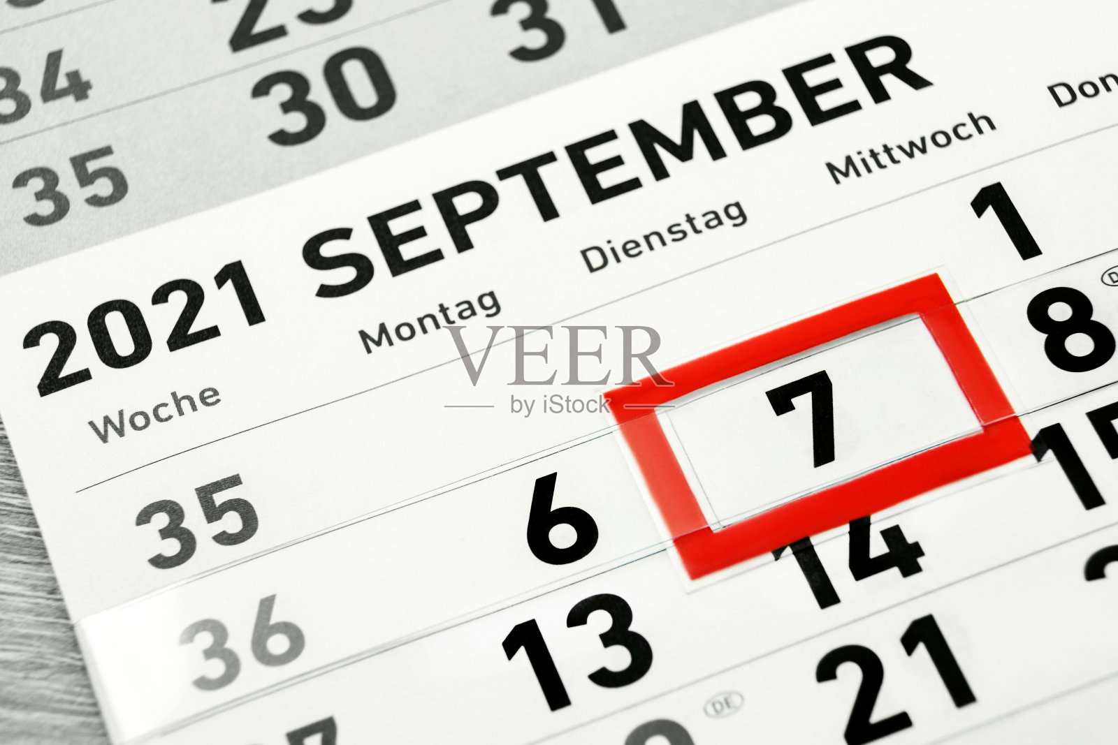 日历2021年9月7日星期星期一星期二星期三星期四照片摄影图片