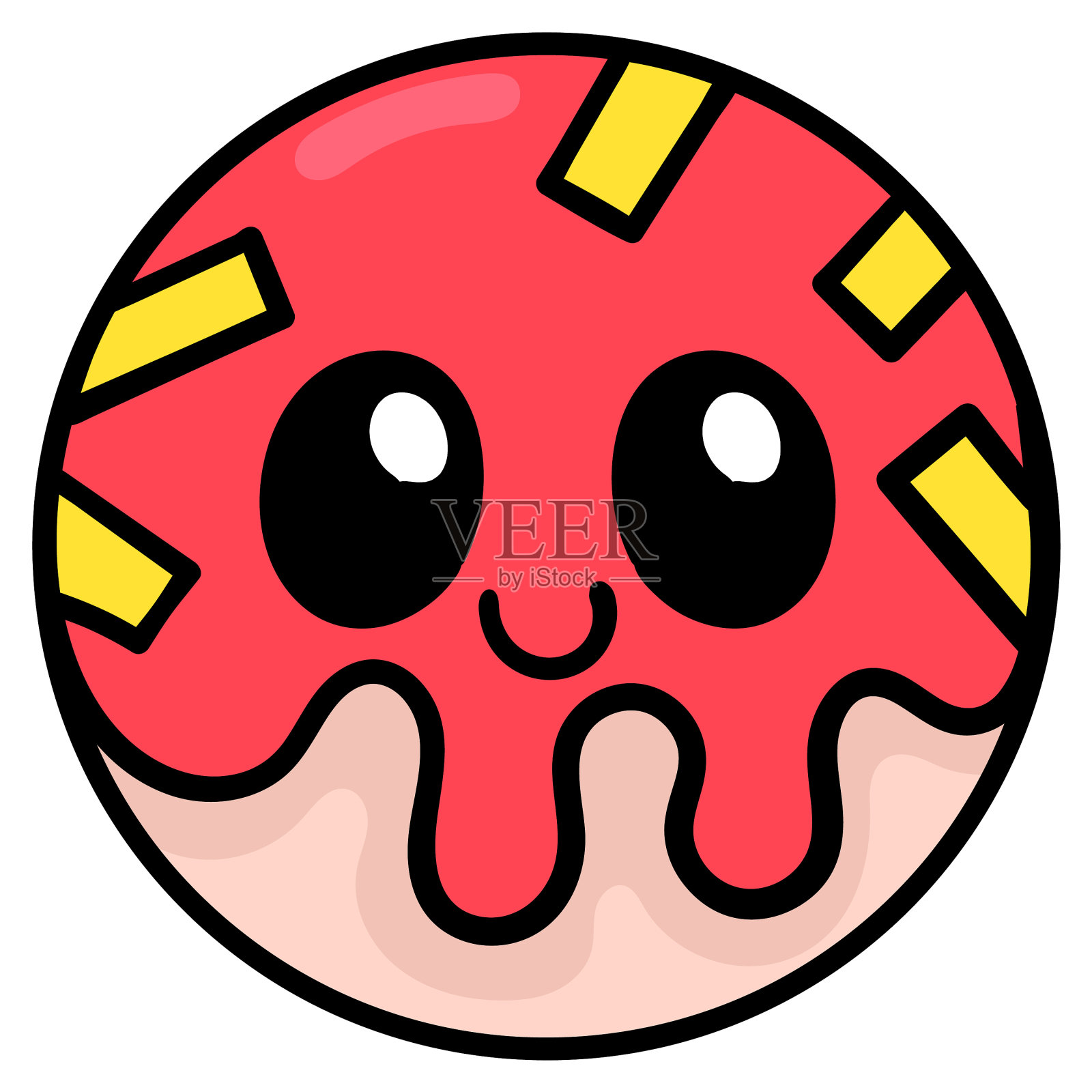 美味的奶油可爱面海绵蛋糕涂鸦插画图片素材