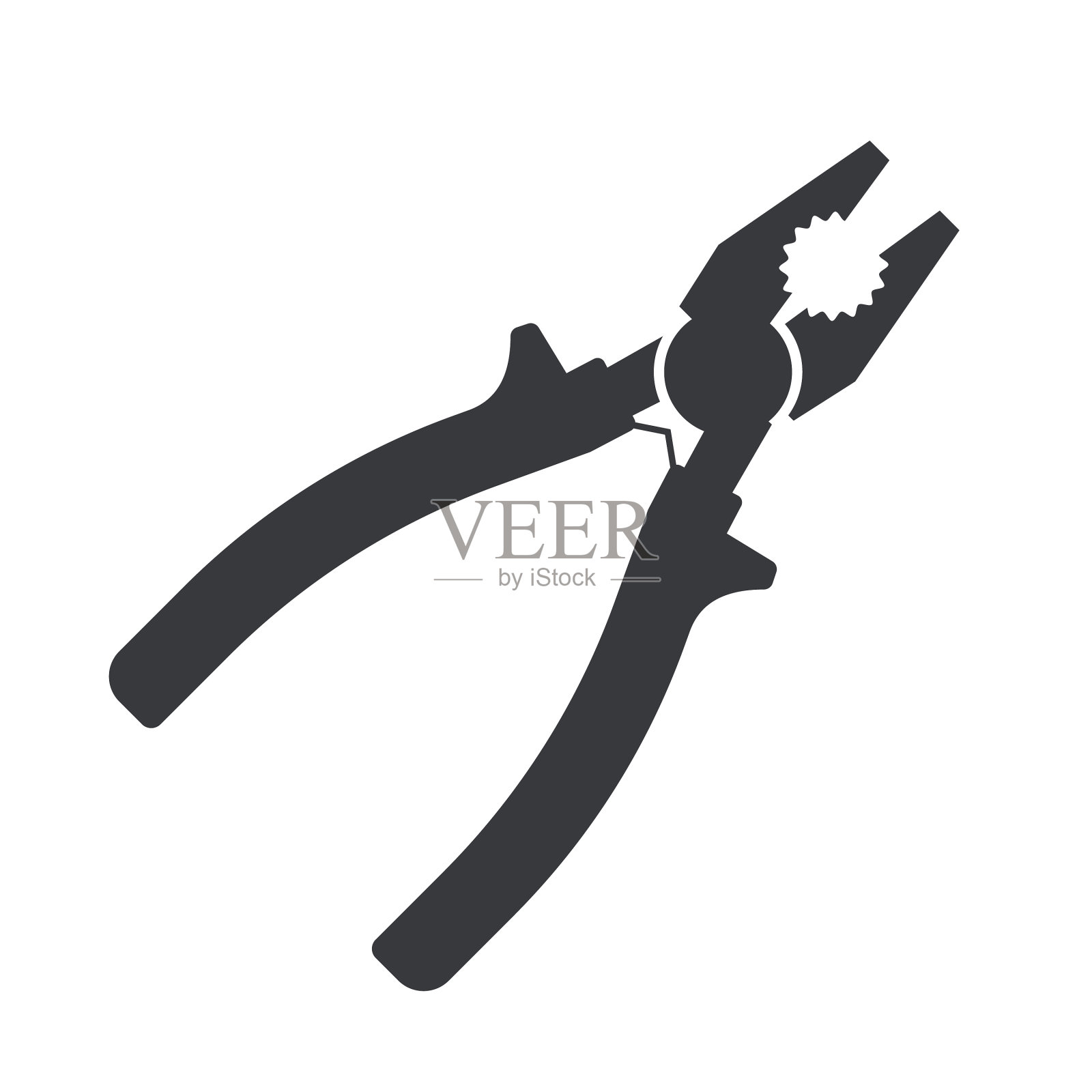 黑色填充钳图标隔离在白色设计元素图片