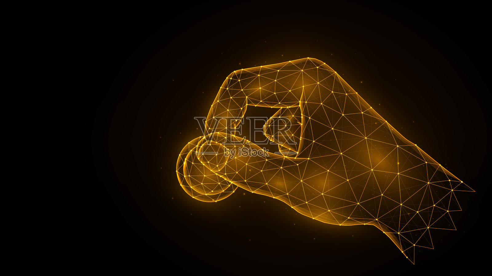 手握硬币多边形矢量插图在黑色背景。投资或慈善概念。插画图片素材