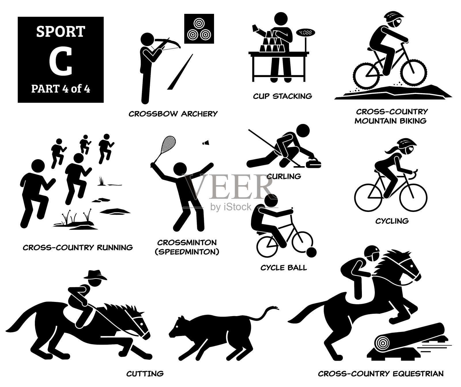 运动游戏字母c图标象形十字弓插画图片素材