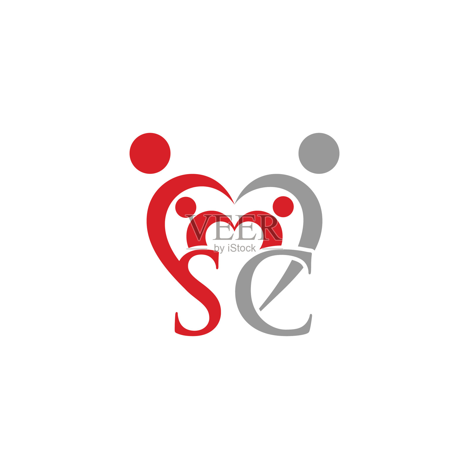 信sc爱的家庭标志设计插画图片素材