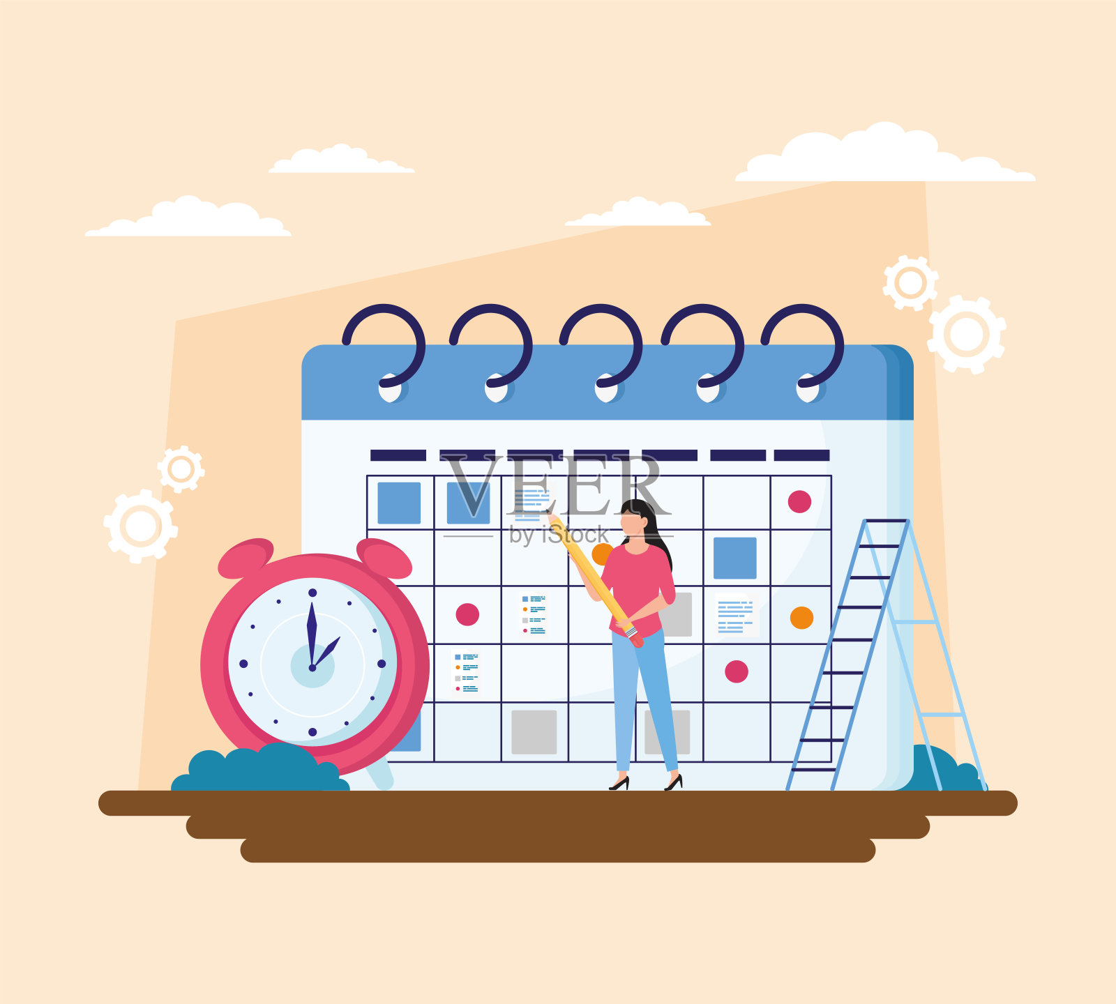 女人在日程表上计划设计模板素材