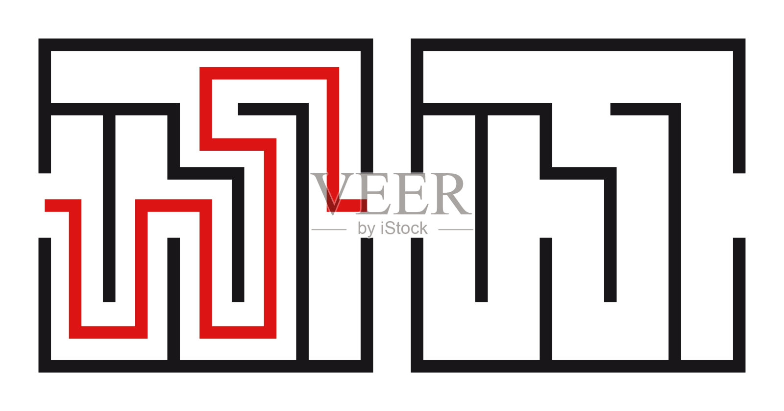 抽象的迷宫。找到正确的方法。孤立的简单的方形迷宫黑色的线在白色的背景。矢量插图。插画图片素材