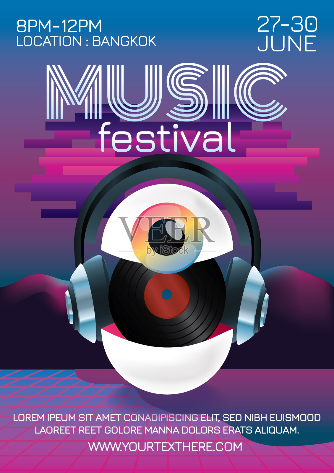 音乐节晚会海报插画图片素材