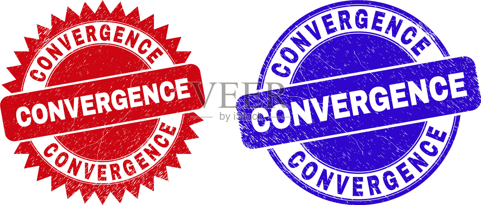 汇聚圆形和玫瑰形印章印章插画图片素材