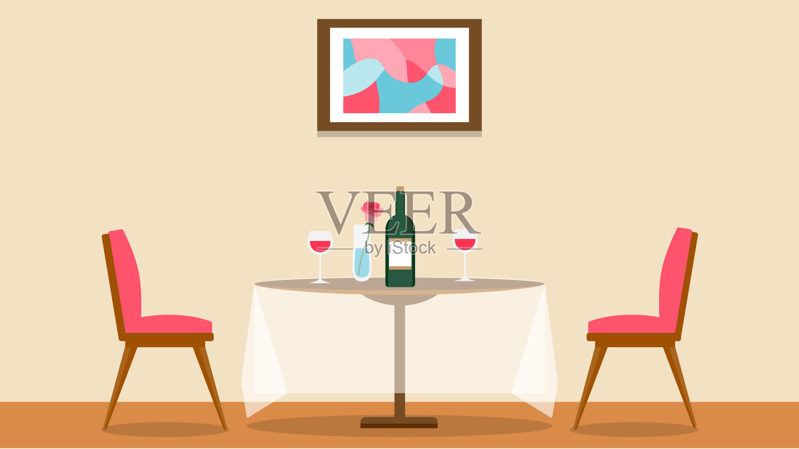 餐桌上设置插画图片素材