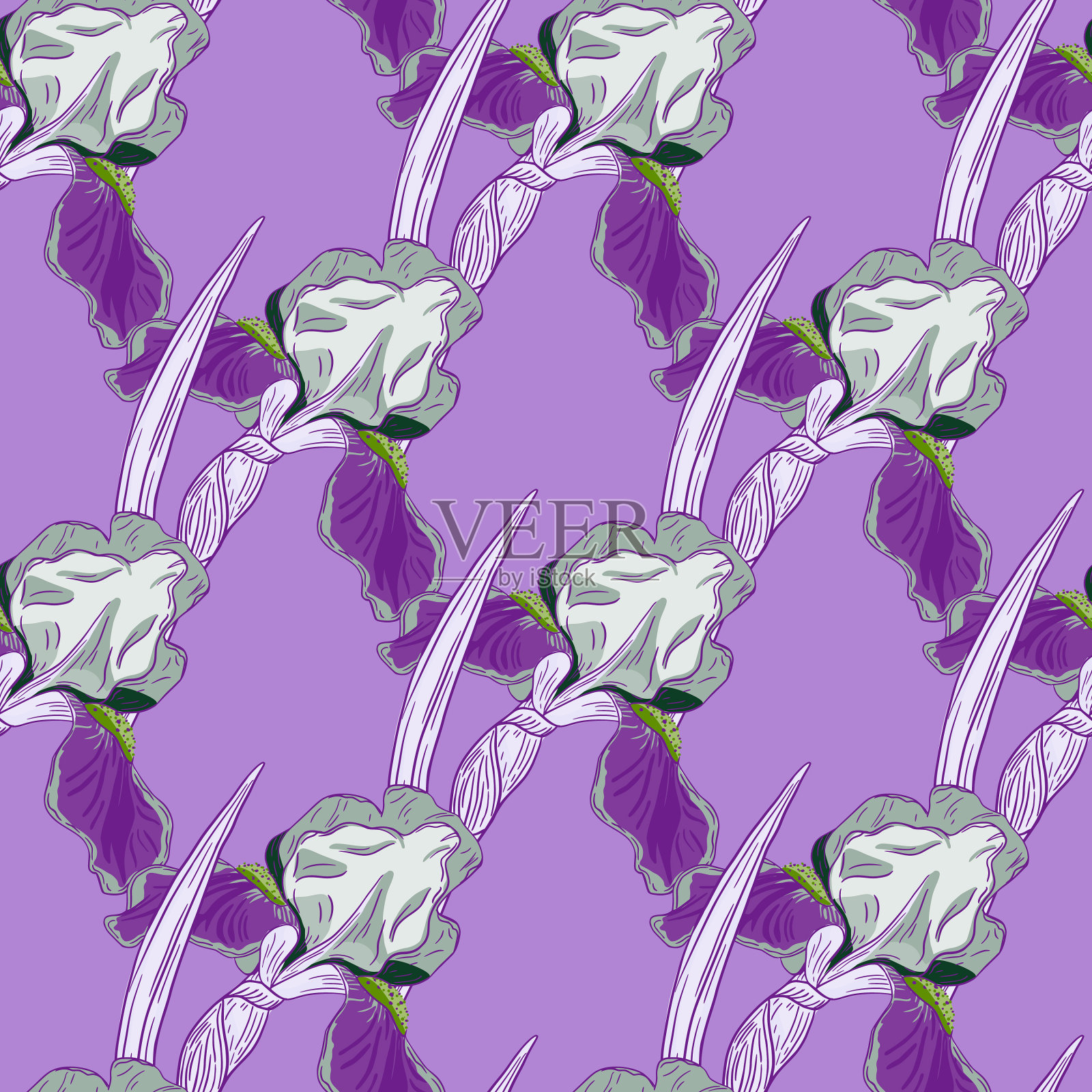 花卉无缝图案与手绘创意插画图片素材