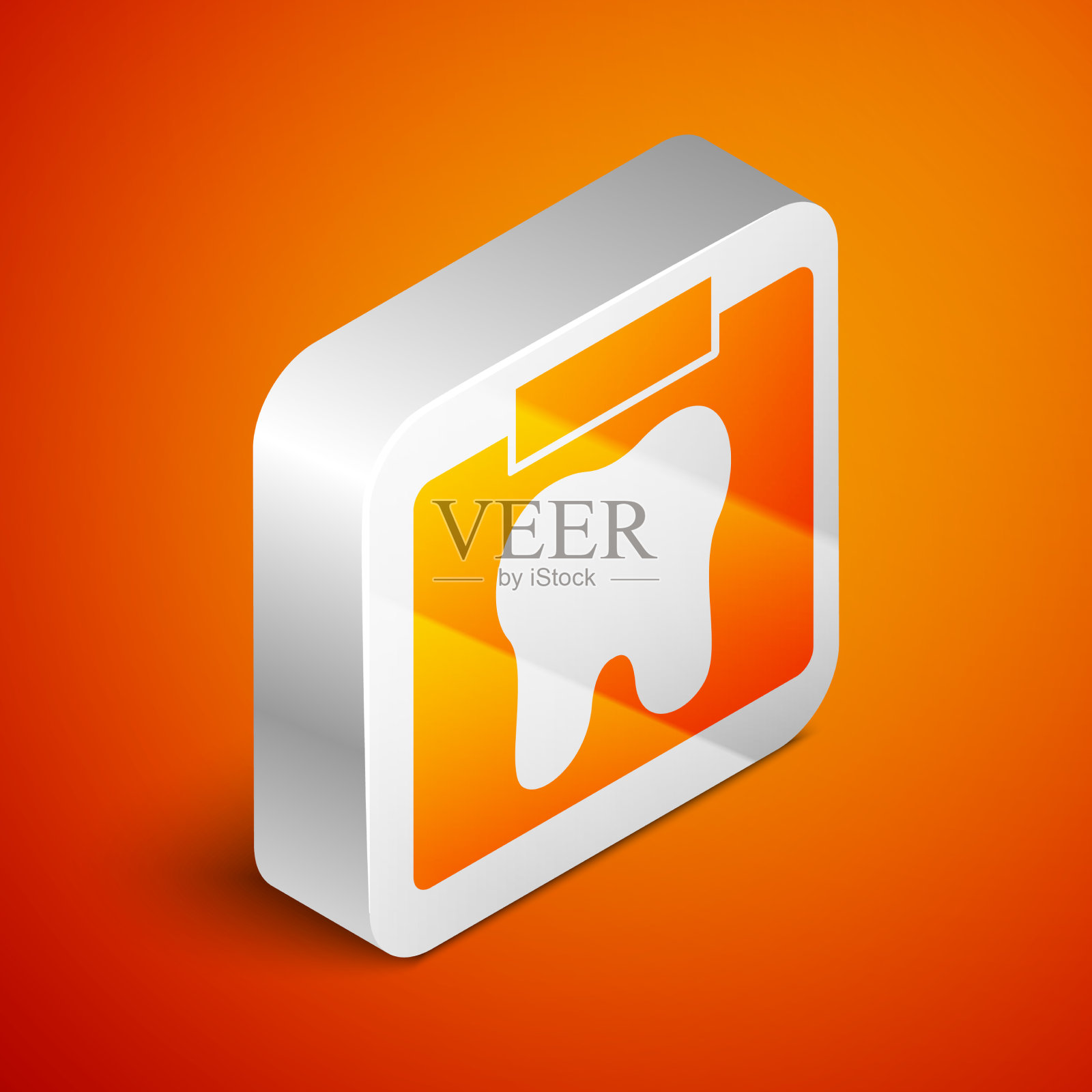 等距x射线牙齿图标孤立在橙色图标素材