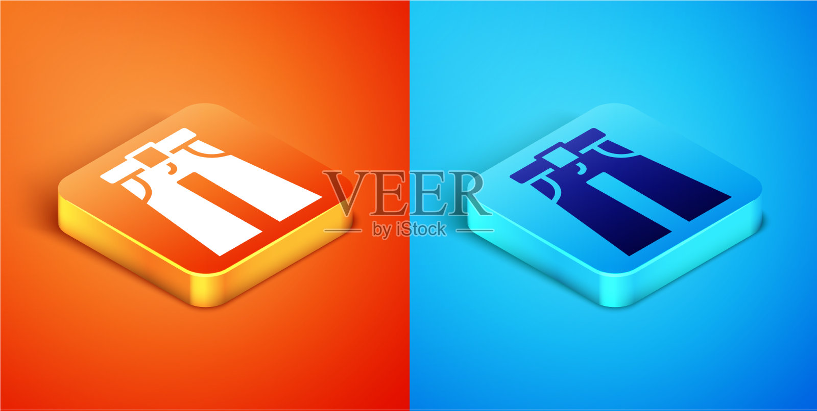 等距牛仔裤宽图标孤立在橙色和图标素材