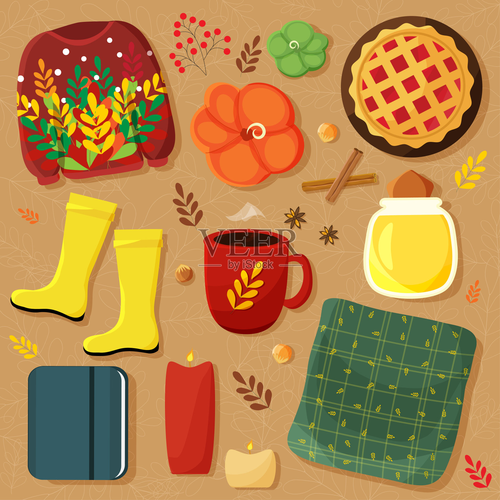 秋天必需品向量图标素材