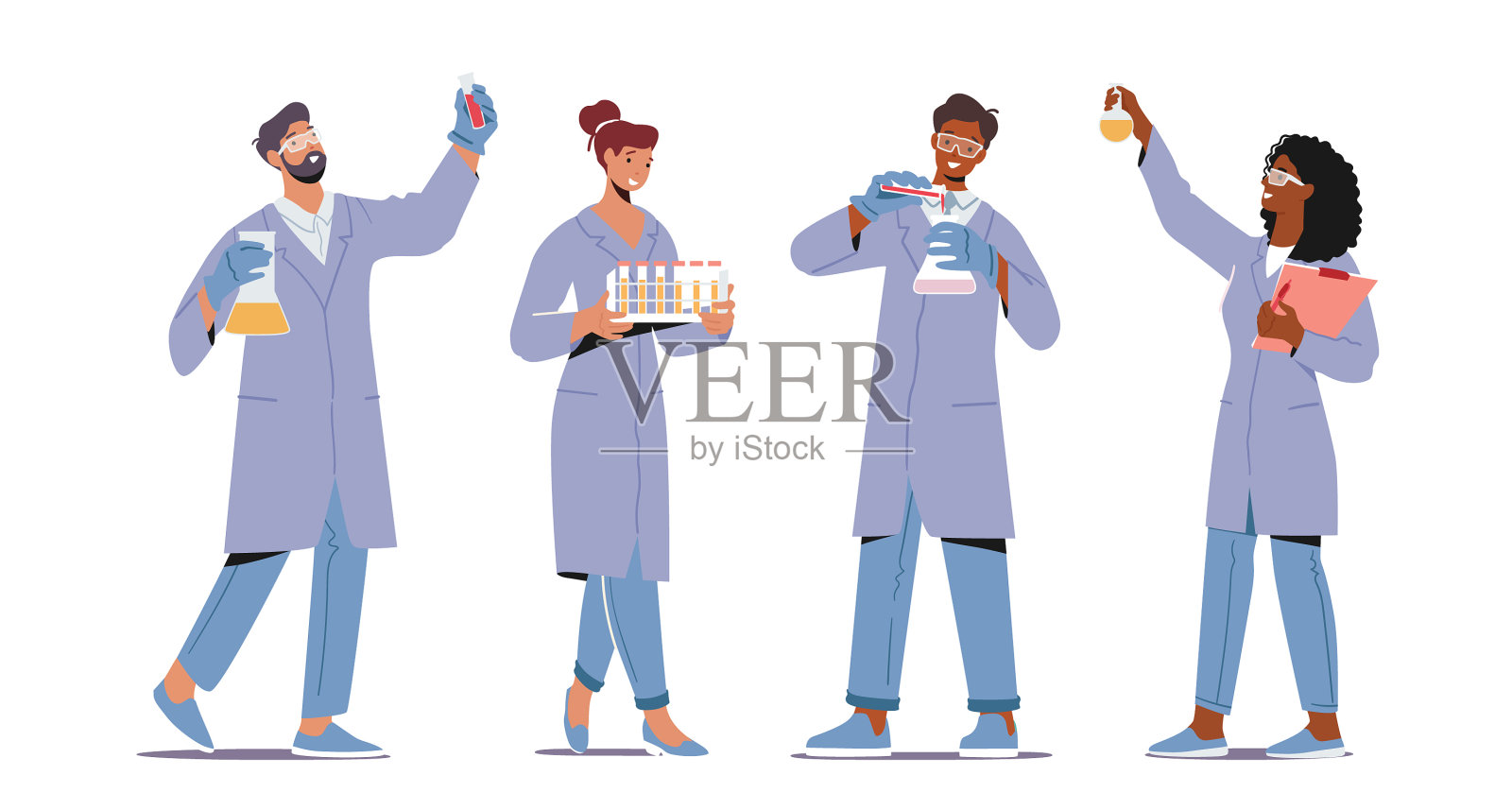 给化学工作者配备烧杯插画图片素材