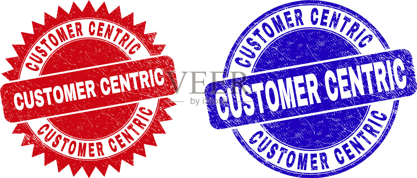 以客户为中心的圆形和玫瑰形印章插画图片素材