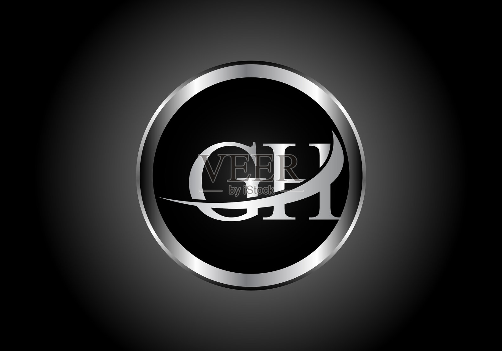 银色字母gh金属组合字母标志插画图片素材