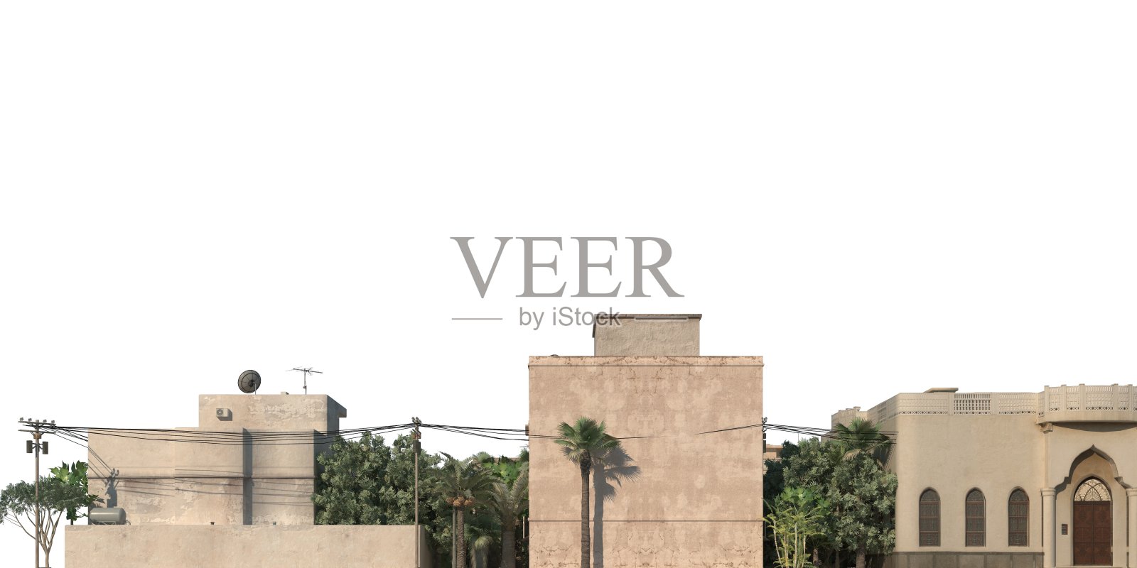 城市景观3d插图孤立在白色背景照片摄影图片