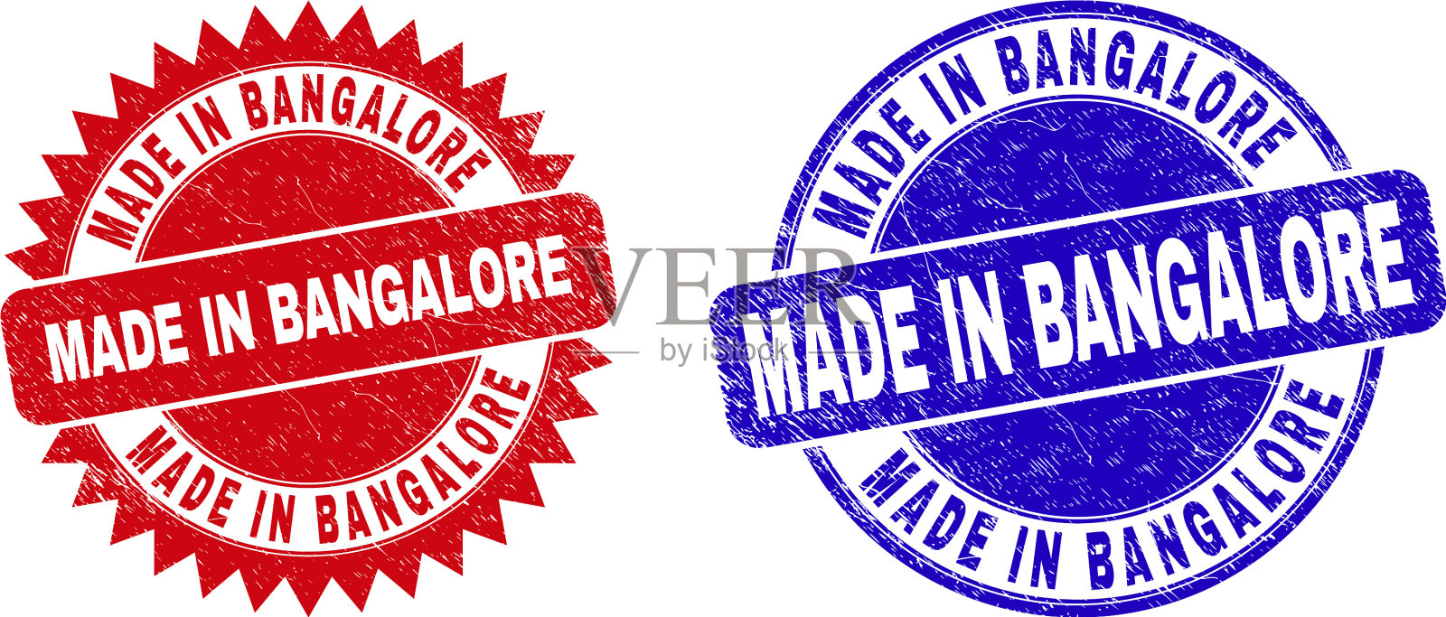 在班加罗尔制造圆形和玫瑰形印章插画图片素材