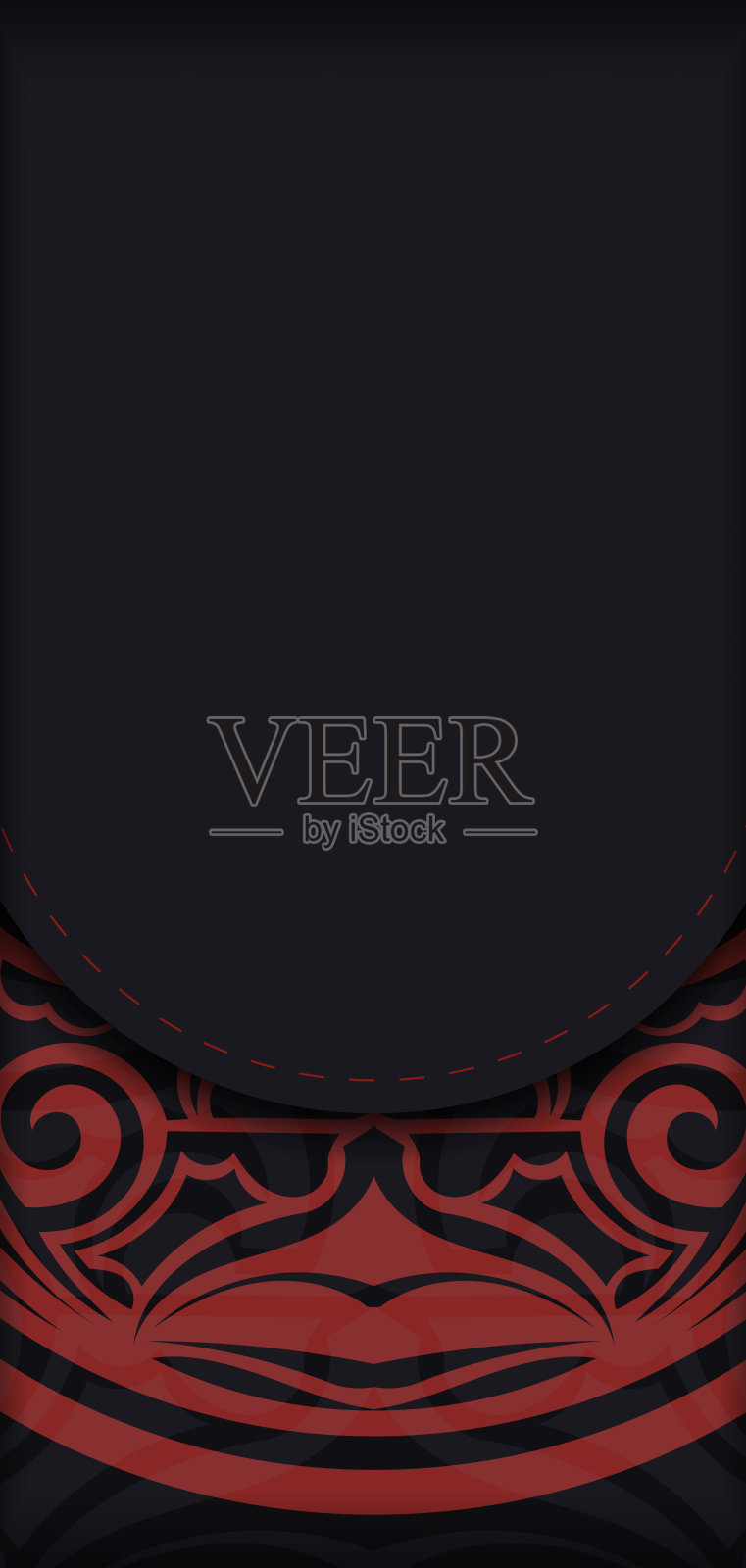 黑色旗帜与波利尼西亚装饰品和地方为您的标志。模板印刷设计背景与模式。向量插画图片素材