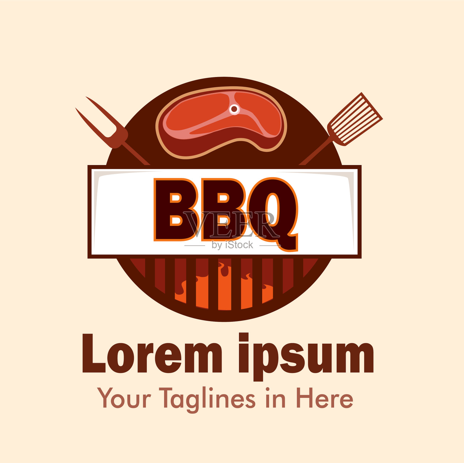 烧烤标志卡通插画图片素材