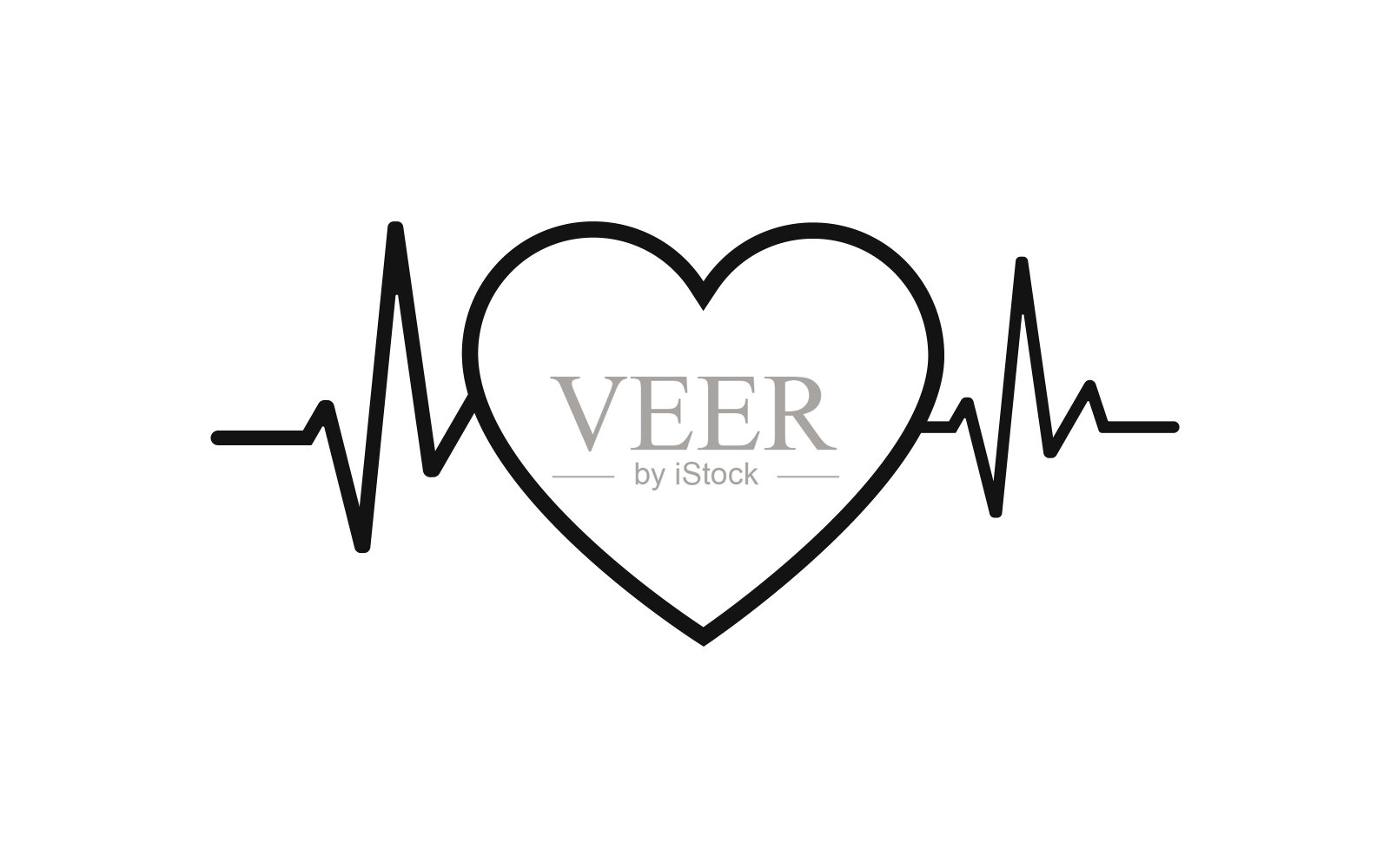 心脏跳动图标孤立在白色背景。插画图片素材