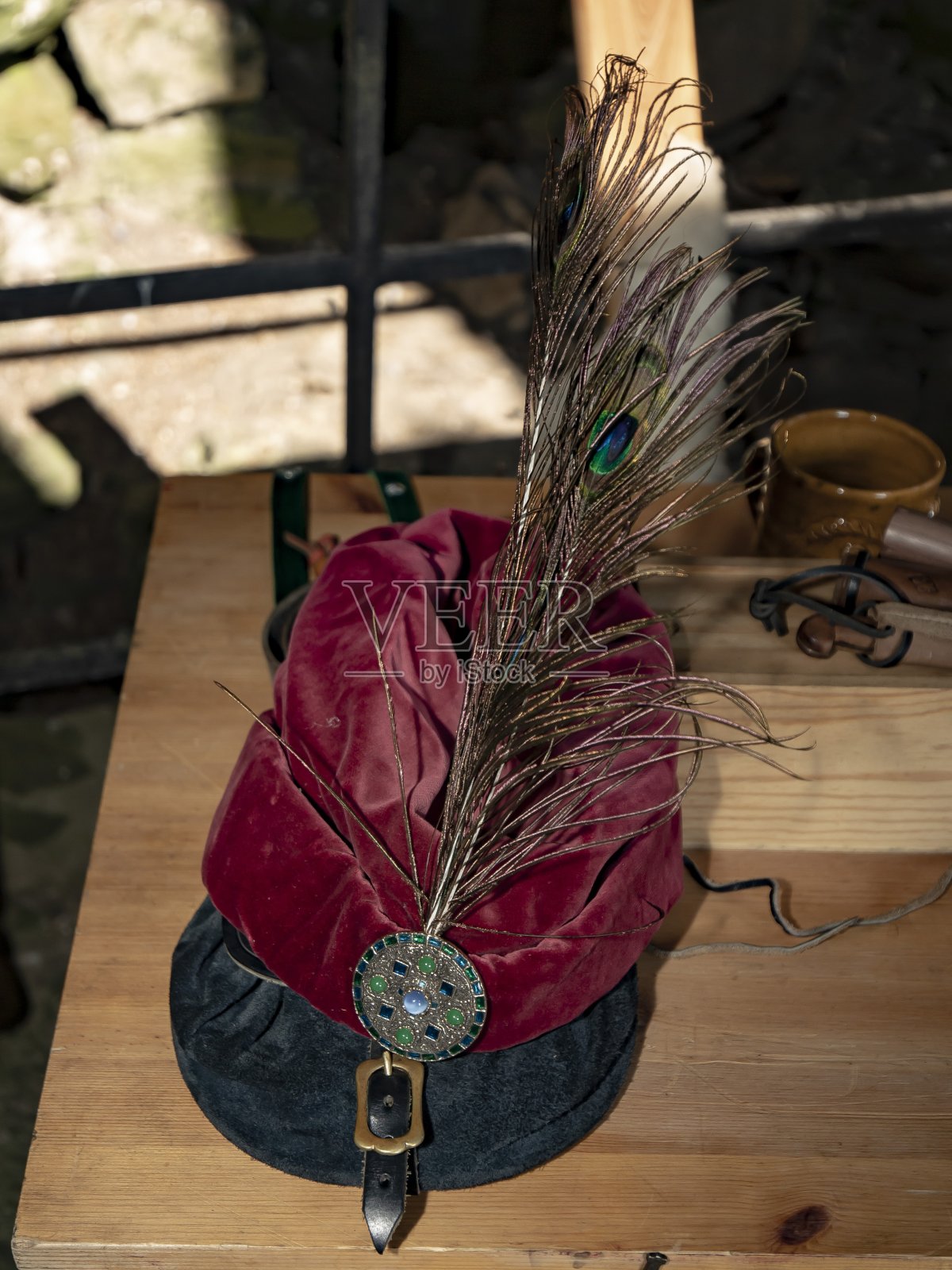 中世纪人的帽子。照片摄影图片