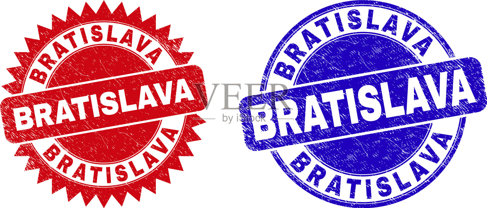 布拉迪斯拉发圆形和玫瑰形印章印章插画图片素材